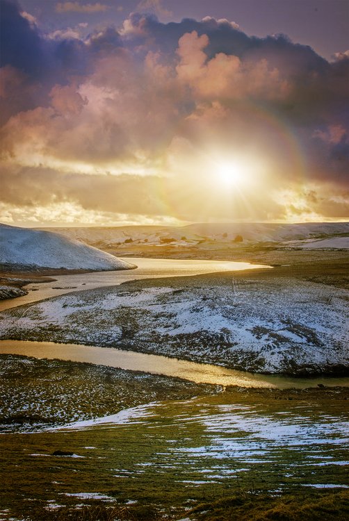 River Elan at Ar Elan bridge, sunset