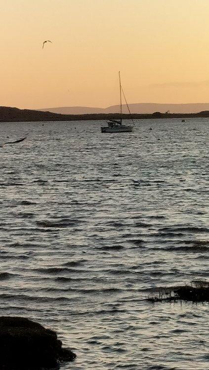 Boat on the water at sunset time near Christchurch