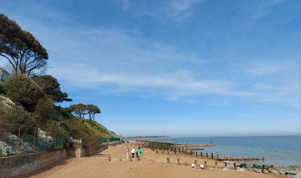 View from Jacob's Ladder at Felixstowe beach towards Bawdsey