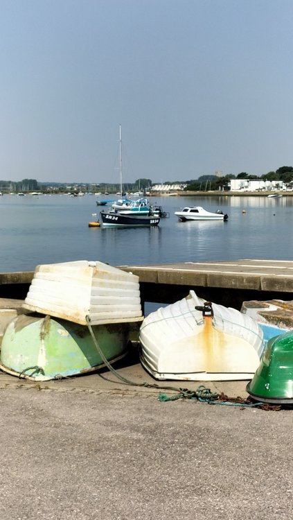 Upturned boats at Mudeford Quay near Christchurch