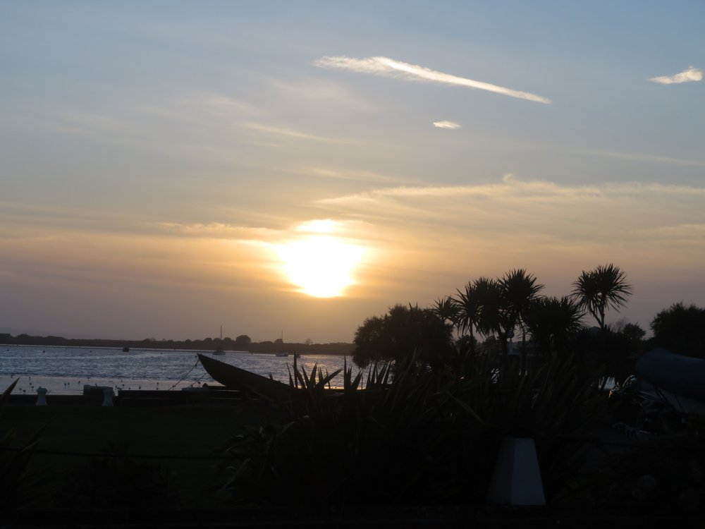 Amazing and beautiful sunset over Christchurch from Mudeford Quay